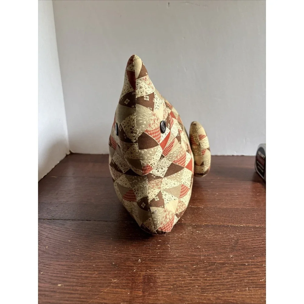 Vintage Hand Made Patchwork Linen Laying Cat Plush Door Stop Couch Laying‎ Kitty